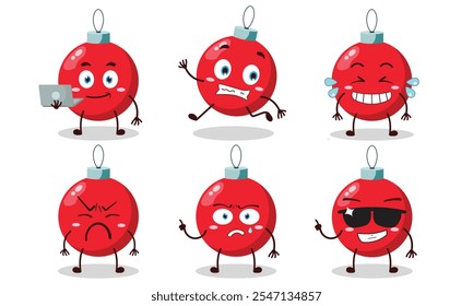 funny Christmas ball cartoon character with many pose activity design illustration