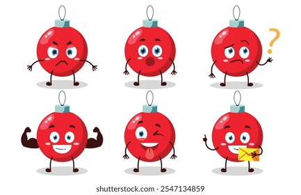 funny Christmas ball cartoon with different expressions character design illustration