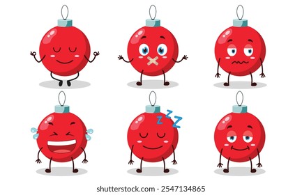 funny Christmas ball cartoon with various expressions design illustration