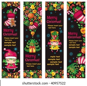 Funny christmas banners with copyspace