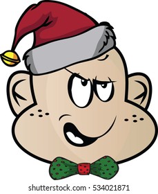 Funny christmas boy emoticon vector illustration 