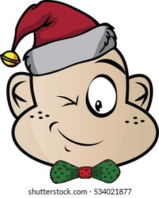 Funny christmas boy emoticon vector illustration 