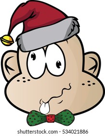 Funny christmas boy emoticon vector illustration 