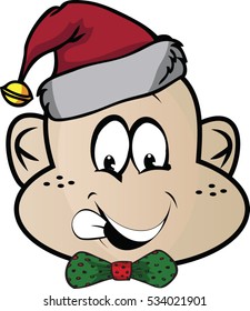 Funny christmas boy emoticon vector illustration 