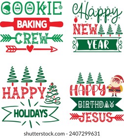 Paquete navideño divertido, diseño de señas navideñas, paquete navideño, paquete navideño de adornos, paquete invernal, diseño navideño, diseño de Papá Noel