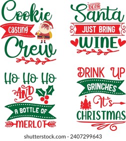 Paquete navideño divertido, diseño de señas navideñas, paquete navideño, paquete navideño de adornos, paquete invernal, diseño navideño, diseño de Papá Noel