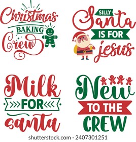 Divertido paquete de Navidad, diseño de signos de Navidad, paquete navideño de navidad, paquete de adornos navideños, paquete de invierno, diseño de Santa