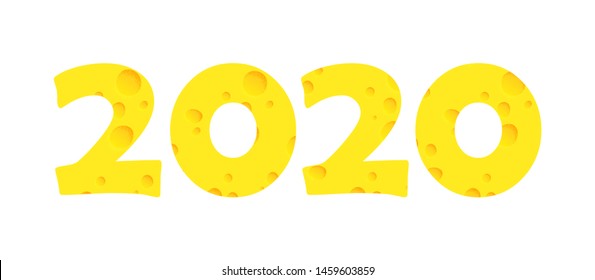 Funny Christmas card. Chinese New Year. Year of the rat. Vector template for print, design. 2020