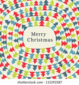 Funny Christmas card with color christmas trees. Vector illustration