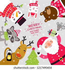 Funny Christmas Card with Santa