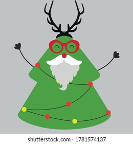 Funny Christmas card, vector illustration