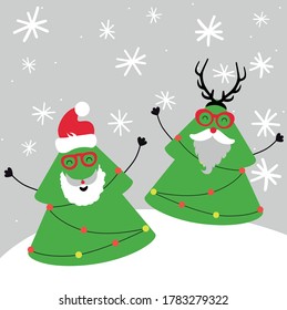 Funny Christmas card, vector illustration