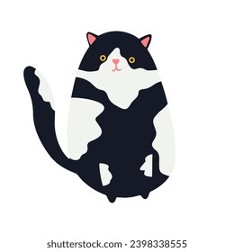 Funny Christmas cat. Drawing of cute cats with garland, Christmas tree, gift box. Design suitable for banner, invitation, card, greeting, banner, cover