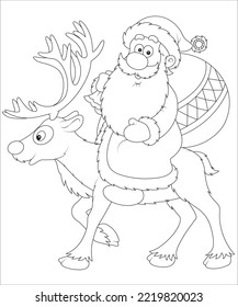 funny Christmas coloring page for kids,  
 funny Christmas coloring book page, funny Christmas coloring book cover for kids