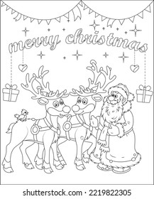 funny Christmas coloring page for kids,  
 funny Christmas coloring book page, funny Christmas coloring book cover for kids