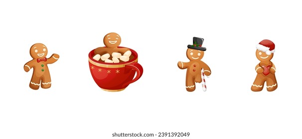 Funny Christmas Cookie Character Gingerbread Man Family Set