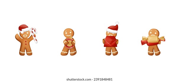 Funny Christmas Cookie Character Gingerbread Man Family Set