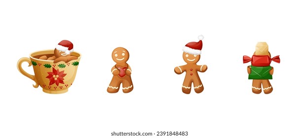 Funny Christmas Cookie Character Gingerbread Man Family Set