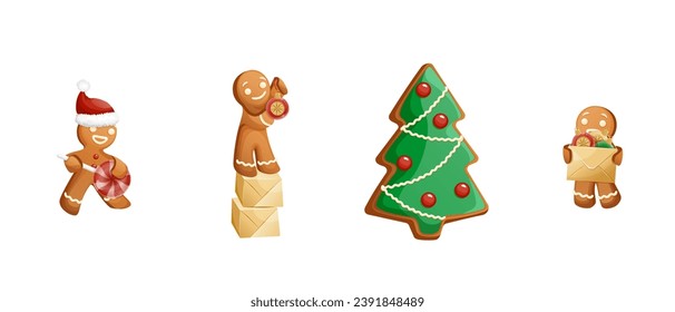 Funny Christmas Cookie Character Gingerbread Man Family Set