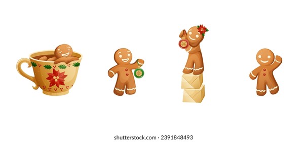 Funny Christmas Cookie Character Gingerbread Man Family Set