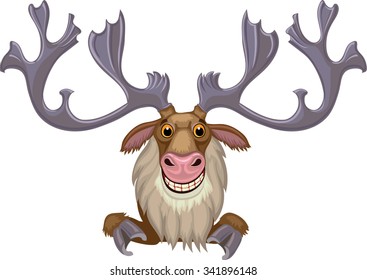 funny Christmas deer with big antlers