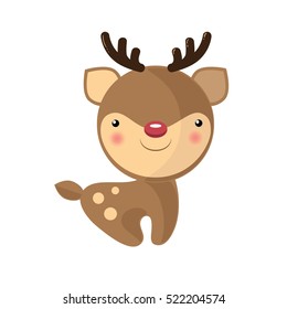 Funny christmas deer for postcard, calendar or gift card. Vector, eps10.