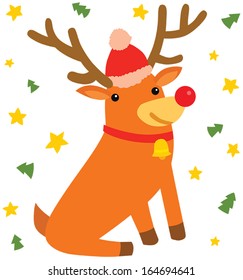Funny Christmas Deer Sitting