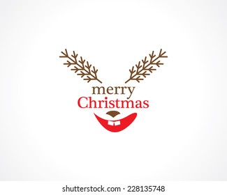 funny Christmas deer. vector illustration. eps8