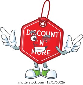 Funny christmas discount tag cartoon character style with Wink eye