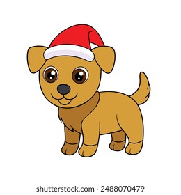 Funny Christmas Dog with Santa Claus Hat