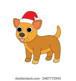 Funny Christmas dog vector illustration, ideal for cartoons, clipart, and line art designs.