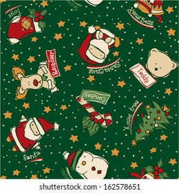 Funny Christmas elements -  vector seamless pattern in custom colors 