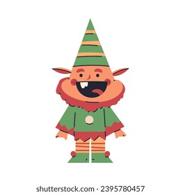 Funny Christmas elf vector cartoon character.