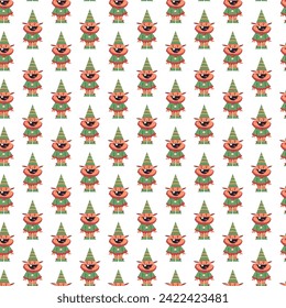 Weihnachtself-Vektorgrafik nahtloser Muster-Hintergrund für Tapete, Verpackung, Verpackung und Hintergrund.