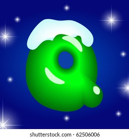 Funny Christmas font design alphabet. q