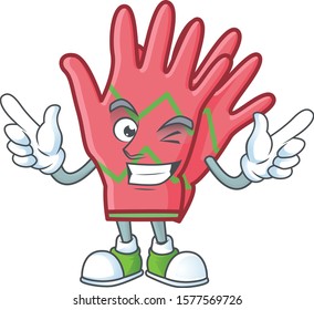 Funny christmas gloves cartoon character style with Wink eye