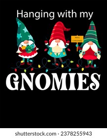 Funny Christmas Gnome Hanging With My Gnomies Family Pajamas T-Shirt