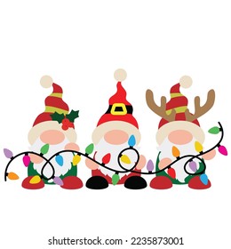 Funny Christmas gnomes vector cartoon illustration