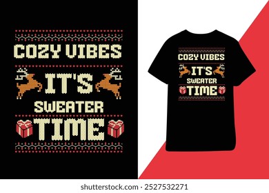 Funny Christmas graphic print, t shirt design for ugly sweater X-mas party