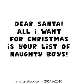 Funny Christmas greeting card. Letter to Santa Claus. Vector stock illustration.