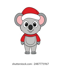 Funny Christmas koala with Santa Claus Hat