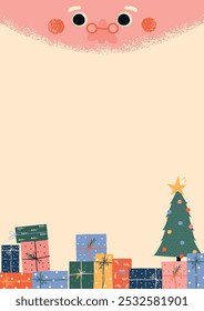 Funny Christmas letter with Santa. Holiday graphic. Vector hand drawn illustration.
