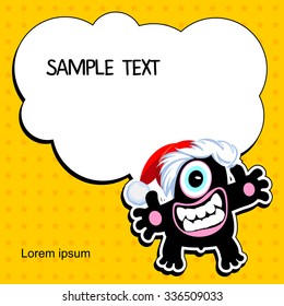 Funny Christmas monster, vector illustration with place for text