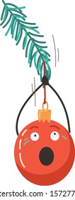 Funny christmas panic bauble. Merry Christmas doodle illustration.