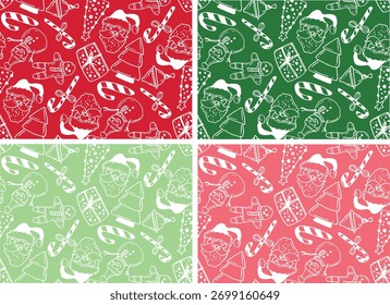 Lustige Weihnachtsmuster Hintergrund - handgezeichnete Doodle Winterurlaub Illustration.