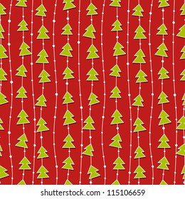 Funny Christmas pattern with color christmas trees. Vector illustration