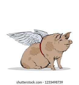 Funny Christmas pig. Vector collection.
