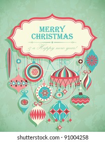 Funny Christmas postcard with place for text. Vector illustration.