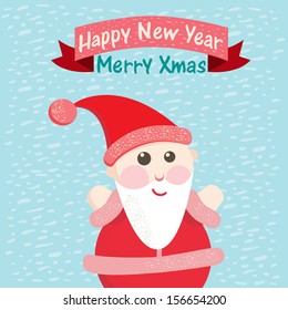 Funny Christmas postcard with Santa Claus. Vector illustration