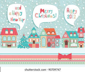 Funny Christmas postcard. Vector illustration.